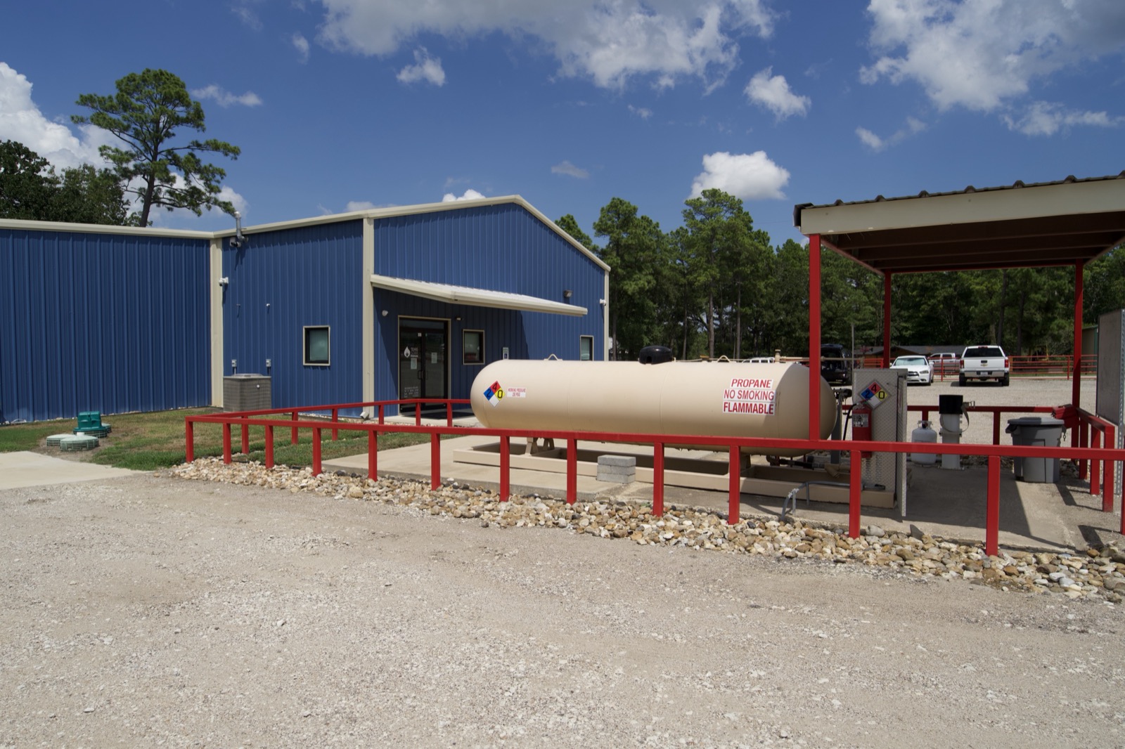 The cylinder filling station and storage tank at the Huntsville office.
