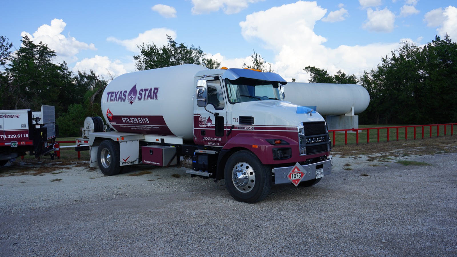 A branded Texas Star Propane delivery truck at the Bryan bulk plant